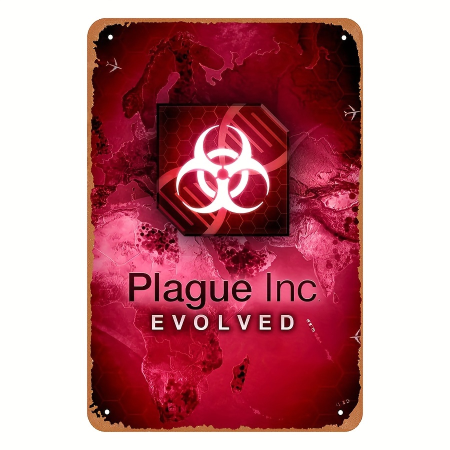 Retro Gaming Style - ป้ายโลหะสไตล์วินเทจ Plague Inc Evolved - งานศิลปะตกแต่งผนังแนวเกมวิดีโอเรโทร
