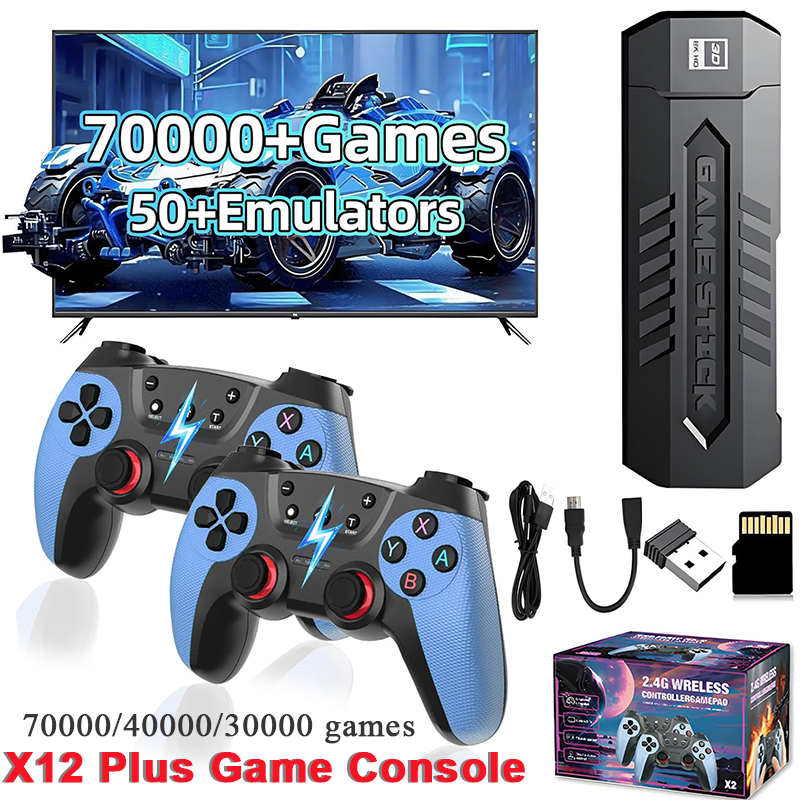 Retro Gaming Stick - X2 รีโทรเกมสติ๊ก 128GB 70000/30000+ เกมไร้สายคอนโทรลทีวีคอนโซลวิดีโอเกมพกพาสำหรับ PS1/N64/GBA