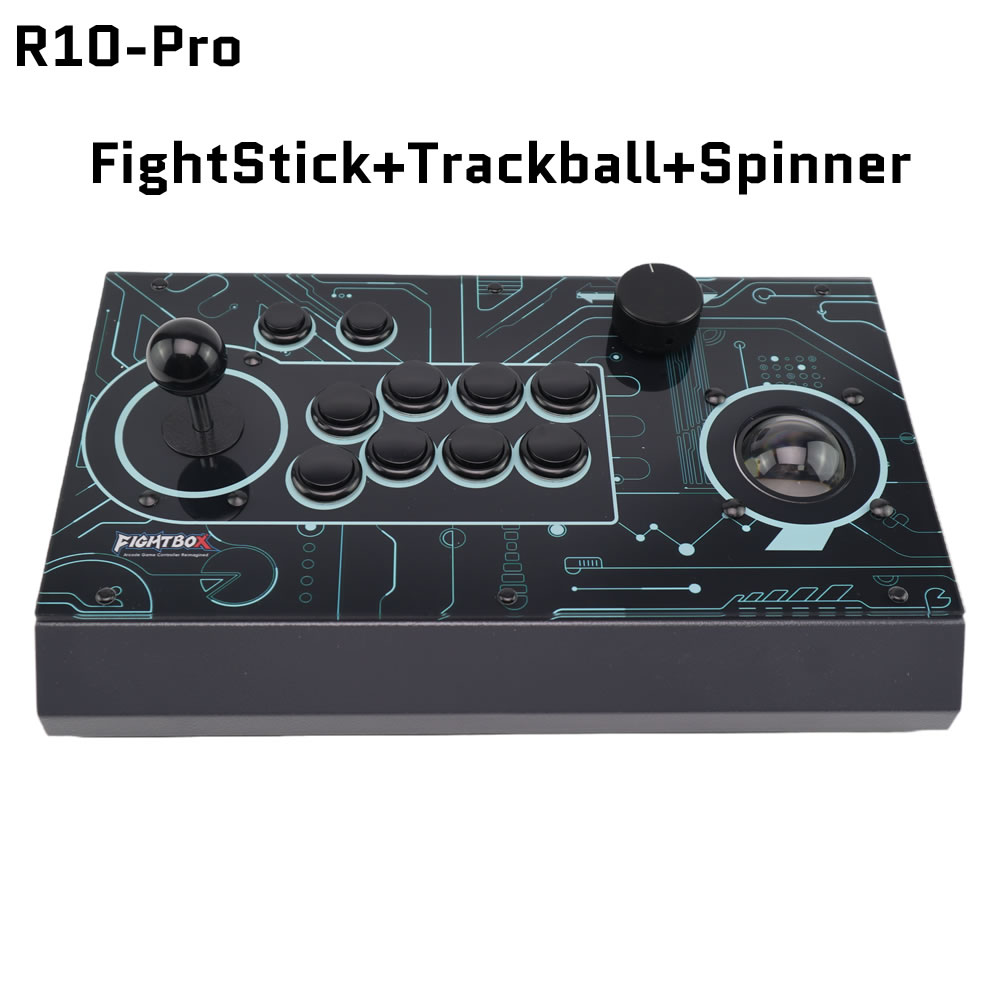 Retro Gaming Ps3 - จอยสติ๊กต่อสู้ FightBox R10-PRO พร้อมแทร็กบอลและสปินเนอร์ คอนโทรลเลอร์เกมย้อนยุคสำหรับ PC/PS3/SWITCH