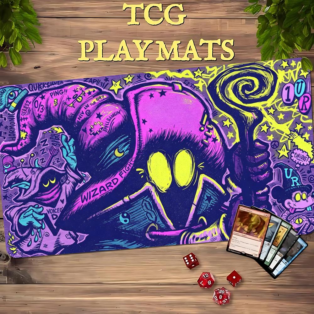 Mouse Gaming Retro - แผ่นรองเล่นการ์ด TCG ลาย Retro Neon Street