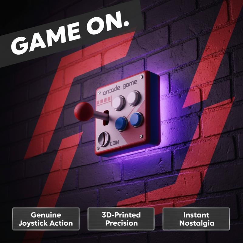Retro Gaming Style - แผ่นสวิตช์ปุ่มเกมอาร์เคดสไตล์เรโทร ของตกแต่งผนัง DIY สุดสร้างสรรค์ สำหรับห้องเล่นเกมที่บ้าน ของขวัญสำหรับเกมเมอร์
