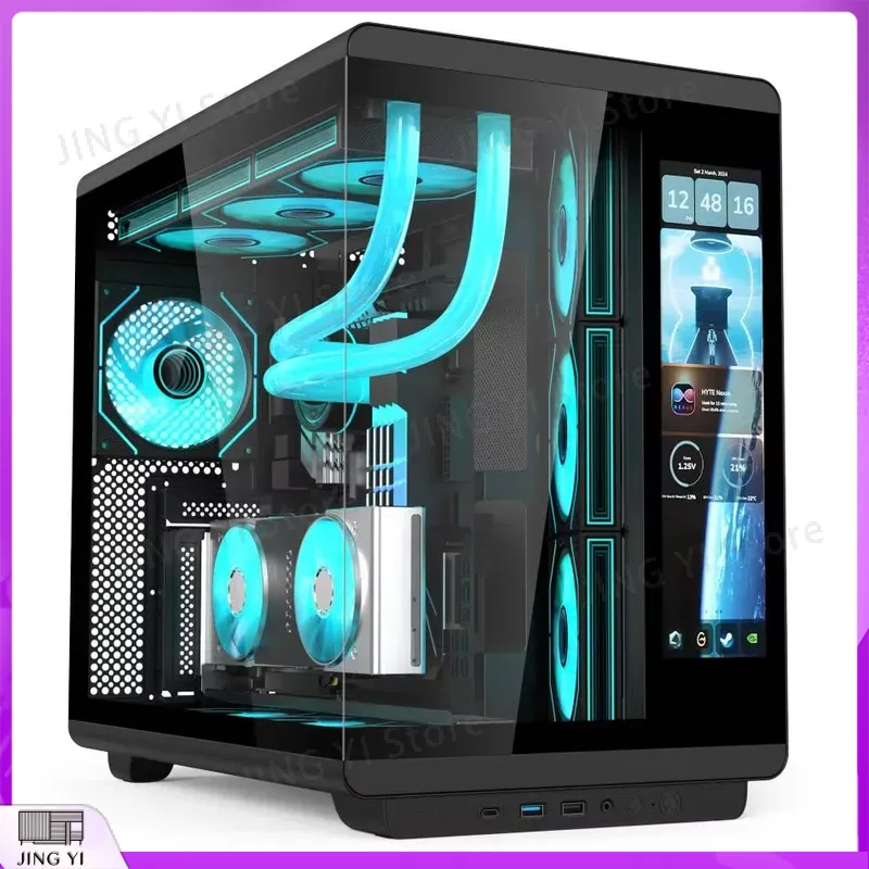 Retro Gaming Pc Case - เคสคอมพิวเตอร์ ATX สำหรับเกมมิ่งพร้อมหน้าจอ LCD ตัวเคสคอมพิวเตอร์ขนาดกลางพร้อมกระจกนิรภัย RGB