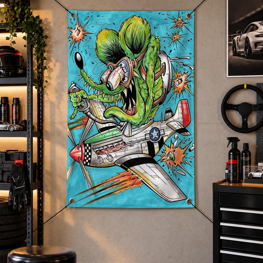 ธงลายตัวละครเรโทร R-Rat Fink ผ - Retro Gaming Shops บทวิจารณ์และราคา